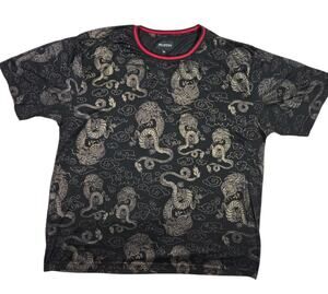 Black Gold AOP Dragon Print T-Shirt Drill Clothing Streetwear Skater READ SIZING